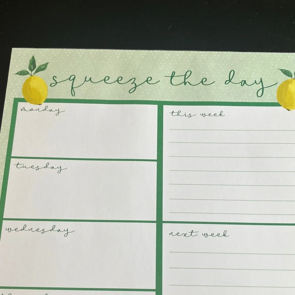 Lemon-Themed Checklist Notepad and weekly planner pad
